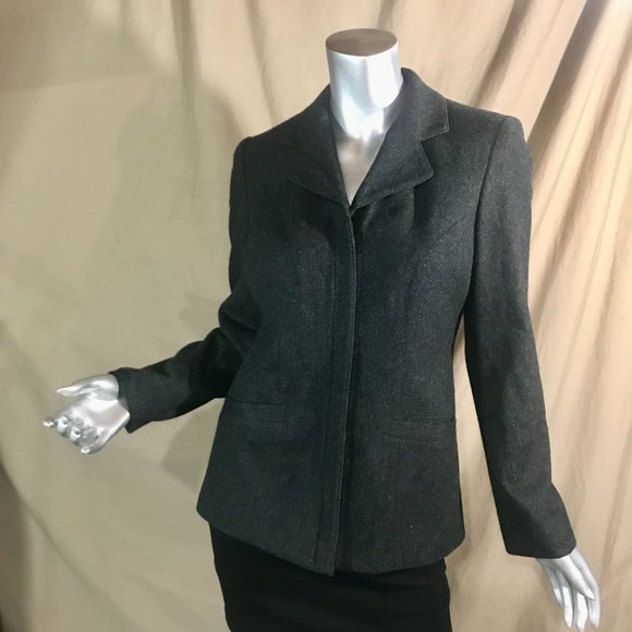 Hillard & Hanson Women's Size 6 Small Wool Blend Jacket Lined Grey Career Profes - Picture 6 of 16